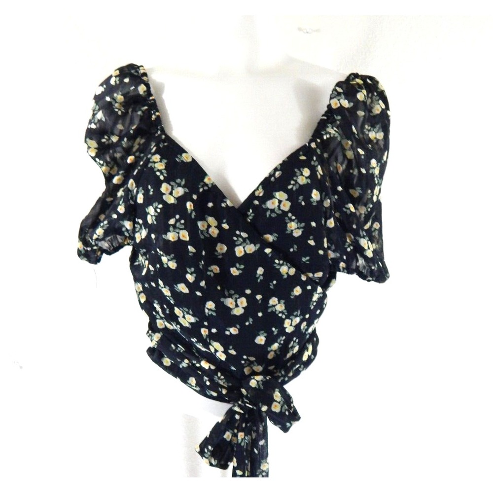 Dolls Kill Current Mood Women's XXL Crop Top Hippie Habitat Floral Wrap EUC